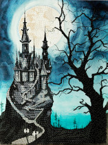 Кристальная ( алмазная) мозаика  " ФРЕЯ" ALPD- 007 на подрамнике " Замок под луной" 30 х 40 см